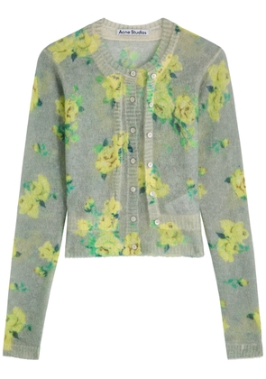 Acne Studios Floral Mohair-blend Cardigan - Grey - L (UK14 / L)