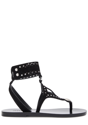 Isabel Marant Edil Studded Brushed Suede Sandals - Black And Silver - 37 (IT37/ UK4)