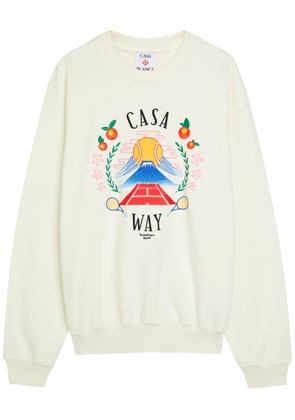 Casablanca Casaway Mountain Embroidered Cotton Sweatshirt - Off White - XL