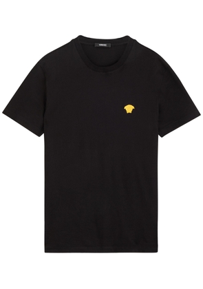 Versace Logo-embroidered Cotton T-shirt - Black - S