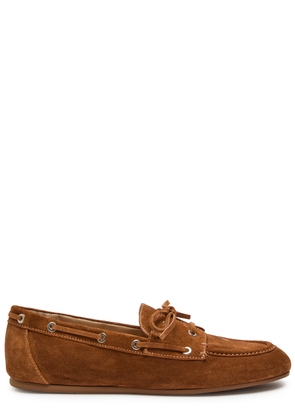Stuart Weitzman Tinsley Moccasin Suede Loafers - Brown - 38 (IT38/ UK5)