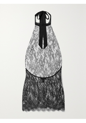 Kiki de Montparnasse - Silk Satin-trimmed Lace Halterneck Chemise - Black - x small,small,medium,large