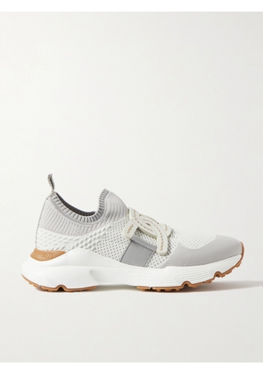 Tod's - Leather-trimmed Stretch-knit Slip-on Sneakers - Gray - IT36,IT36.5,IT37,IT37.5,IT38,IT38.5,IT39,IT39.5,IT40,IT40.5,IT41,IT41.5,IT42