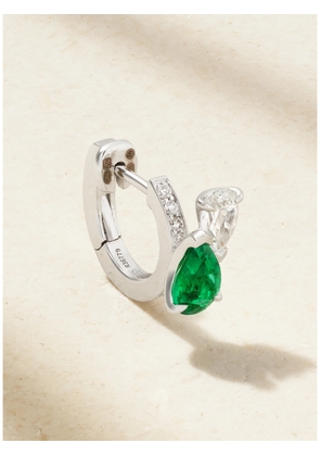 Repossi - Serti Sur Vide 14-karat White Gold, Diamond And Emerald Single Earring - Green - Left,Right
