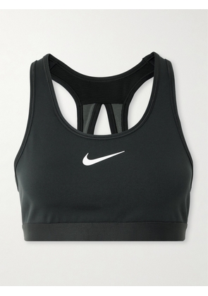 Nike - Swoosh Mesh-trimmed Stretch Sports Bra - Black - XSD-E,SC-E,SA-C,XSA-C,MC-E,XLC-E,MA-B,LC-E