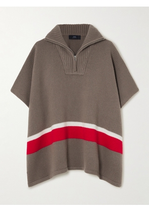Arch4 - Mona Striped Cashmere Poncho - Brown - One size