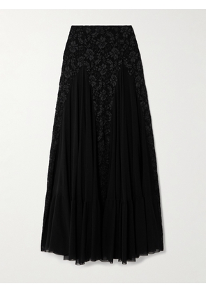 Loretta Caponi - Griselda Tiered Tulle And Lace Maxi Skirt - Black - x small,small,medium,large,x large