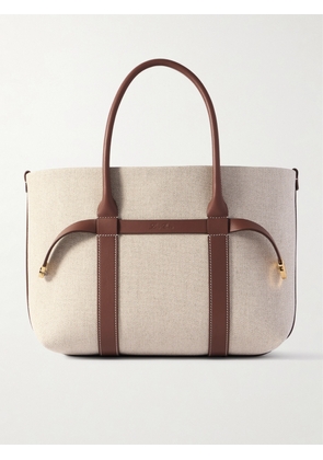 Loro Piana - Ghiera Small Leather-trimmed Canvas Tote - Neutrals - One size