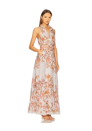 HEMANT AND NANDITA Long Shirt Dress With Buckle Belt in White,Pink. Size L. Also in S.