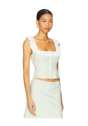 GUIZIO Gingham Paloma Lace Top in Green. Size M. Also in L, S, XL, XS, XXS.