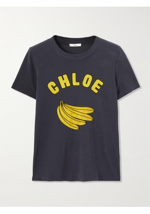 Chloé - Printed Cotton-jersey T-shirt - Blue - x small,small,medium,large,x large
