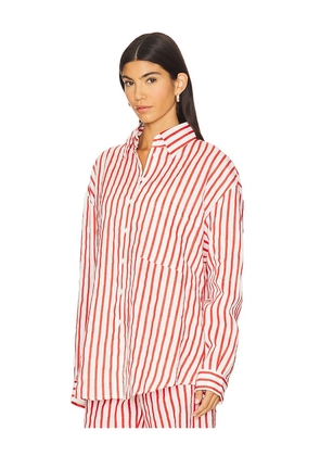 AEXAE Linen Woven Shirt in Red. Size L. Also in S, XS.