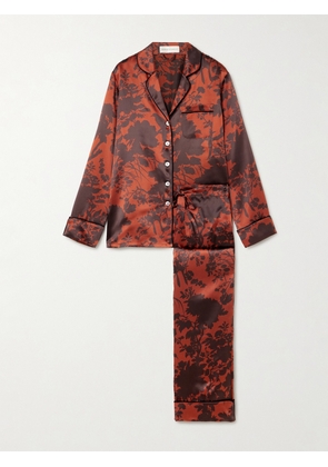 Olivia von Halle - Lila Floral-print Silk-satin Pajama Set - Burgundy - x small,small,medium,large,x large