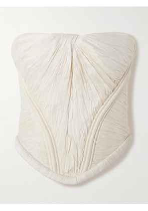 Danielle Frankel - Priscilla Strapless Gathered Taffeta Bustier Top - Ivory - US0,US2,US4,US6,US8,US10,US12