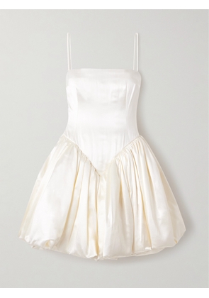 Danielle Frankel - Bridie Gathered Silk And Wool-blend Satin Bustier Mini Dress - Off-white - US0,US2,US4,US6,US8,US10,US12