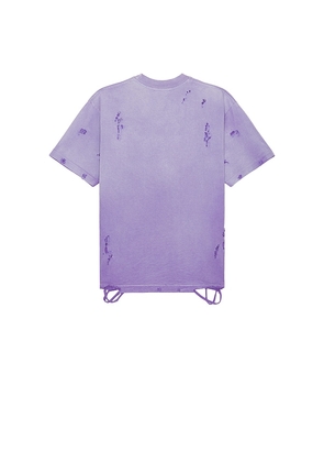 Funeral Apparel Washed Distressed Crop T-Shirt in Purple. Size L. Also in XL/1X.