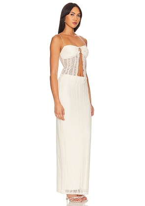 MORE TO COME Lali Maxi Skirt Set in Ivory. Size XL. Also in L, M, S, XS, XXS.