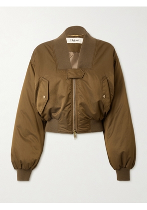 Chloé - Cropped Shell Bomber Jacket - Brown - FR 34,FR 36,FR 38,FR 40,FR 42,FR 44