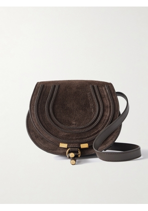 Chloé - Marcie Leather-trimmed Suede Shoulder Bag - Brown - One size