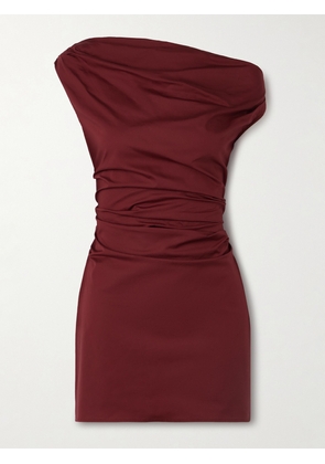 STAUD - Phare Draped Cotton-blend Poplin Mini Dress - Red - US00,US0,US2,US4,US6,US8,US10,US12,US14