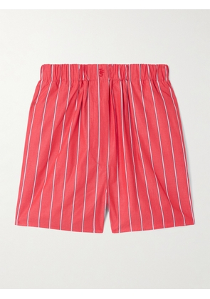 The Frankie Shop - Lui Striped Cotton-poplin Shorts - Red - XS,S,M,L,XL