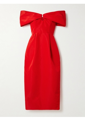 Carolina Herrera - Off-the-shoulder Pleated Silk-faille Midi Dress - Red - US2,US4,US6,US8,US10,US12