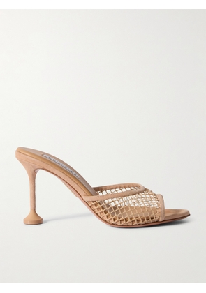 Aquazzura - Bisous 85 Suede-trimmed Fishnet Mules - Neutrals - IT36,IT36.5,IT37,IT37.5,IT38,IT38.5,IT39,IT39.5,IT40,IT40.5,IT41,IT41.5,IT42