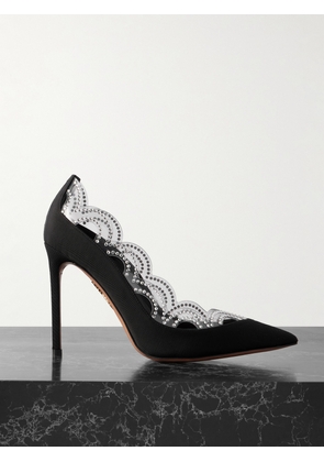 Aquazzura - Je T'aime 105 Embellished Pvc-trimmed Grosgrain Pumps - Black - IT36,IT36.5,IT37,IT37.5,IT38,IT38.5,IT39,IT39.5,IT40,IT40.5,IT41,IT41.5,IT42