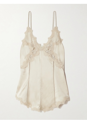 Isabel Marant - Diandra Lace And Pointelle-trimmed Silk-blend Satin Camisole - Cream - FR 34,FR 36,FR 38,FR 40,FR 42