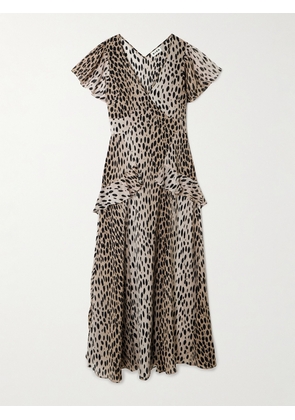 RIXO - Evie Ruffled Leopard-print Silk-chiffon Midi Dress - Animal print - UK 6,UK 8,UK 10,UK 12,UK 14,UK 16,UK 18,UK 20