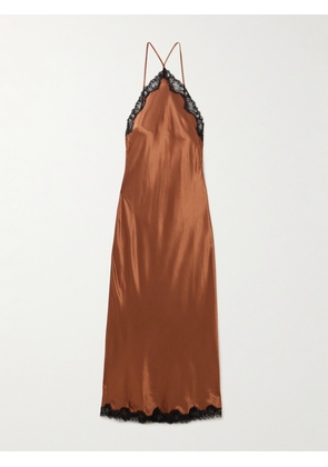 RIXO - Harlan Lace-trimmed Satin Halterneck Midi Dress - Metallic - UK 6,UK 8,UK 10,UK 12,UK 14,UK 16,UK 18,UK 20