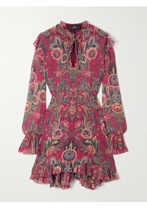 Etro - Boho Crepe Mini Dress - Burgundy - IT36,IT38,IT40,IT42,IT44,IT46,IT48,IT50