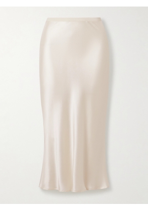 Anine Bing - Bar Silk-satin Midi Skirt - Off-white - xx small,x small,small,medium,large,x large