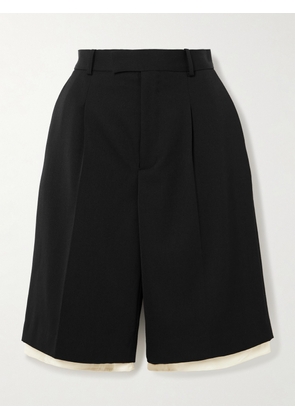 RÓHE - Satin-trimmed Pleated Woven Shorts - Black - FR 34,FR 36,FR 38,FR 40,FR 42,FR 44