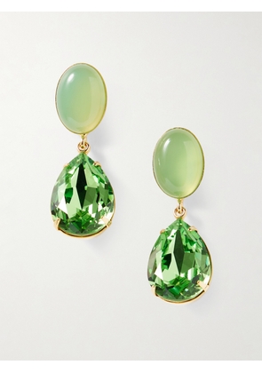 Jennifer Behr - Linette Gold-plated, Chalcedony And Crystal Earrings - Green - One size
