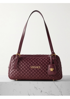 Versace - Tag Quilted Leather Shoulder Bag - Burgundy - One size