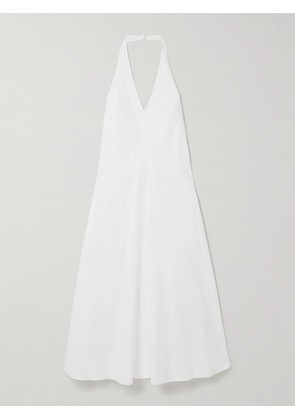 ST. AGNI - Crinkled Cotton-blend Poplin Halterneck Maxi Dress - White - xx small,x small,small,medium,large,x large
