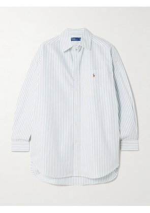 Polo Ralph Lauren - Embroidered Striped Cotton Oxford Shirt - Blue - x small,small,medium,large,x large