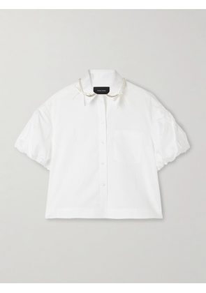 Simone Rocha - Cropped Embellished Cotton-poplin Shirt - White - UK 4,UK 6,UK 8,UK 10,UK 12,UK 14