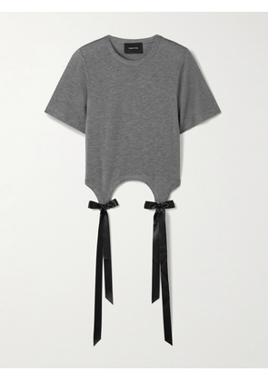 Simone Rocha - Bow-embellished Satin-trimmed Lyocell-jersey T-shirt - Gray - x small,small,medium,large