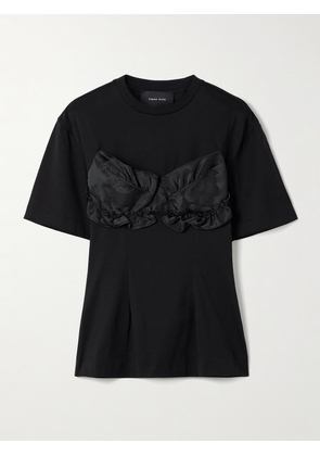 Simone Rocha - Appliquéd Satin Jacquard-trimmed Cotton-jersey T-shirt - Black - x small,small,medium,large,x large