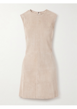 STOULS - Miuccia Paneled Suede Mini Dress - Neutrals - xx small,x small,small,medium,large,x large