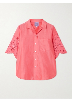 Thierry Colson - Zouk Broderie Anglaise Cotton And Silk-blend Shirt - Pink - x small,small,medium,large,x large