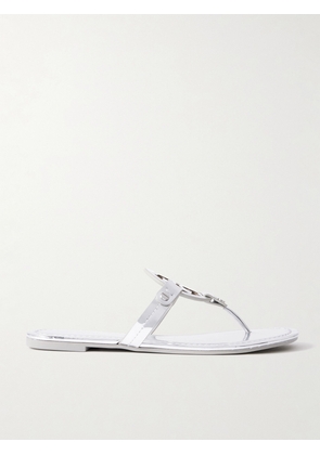 Tory Burch - Miller Cutout Metallic Faux Leather Sandals - Silver - US5,US7,US7.5,US8,US8.5,US9,US9.5,US10,US10.5,US11