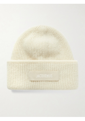 Jacquemus - Le Bonnet Grosgrain-trimmed Ribbed-knit Beanie - Off-white - One size