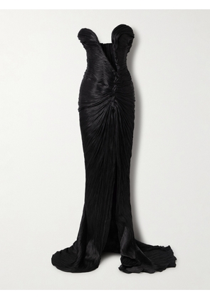 Marmar Halim - Roseya Plissé Silk-satin Gown - Black - EU 34,EU 36,EU 38,EU 40,EU 42,EU 44