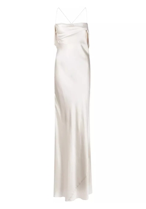 Michelle Mason silk cowl neck gown - White