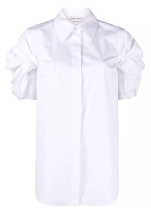Alexander McQueen ruched-detailed short-sleeve shirt - White