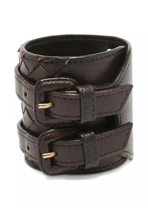 Bottega Veneta Pre-Owned Intrecciato Leather Buckle Bracelet - Brown