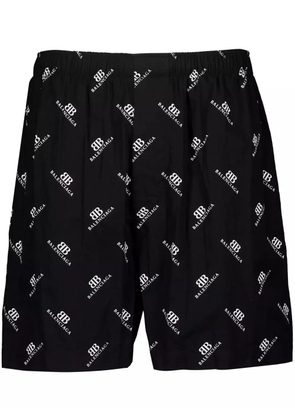 Balenciaga logo-print cotton-poplin shorts - Black